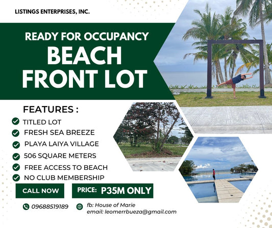 Vacant Beach Front Lot in Playa, Laiya, Batangas, Philippines
